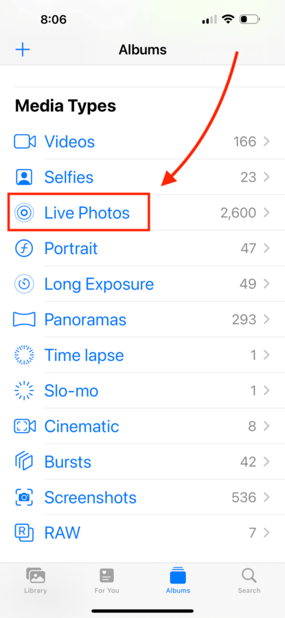 where to find your live photos on iphone