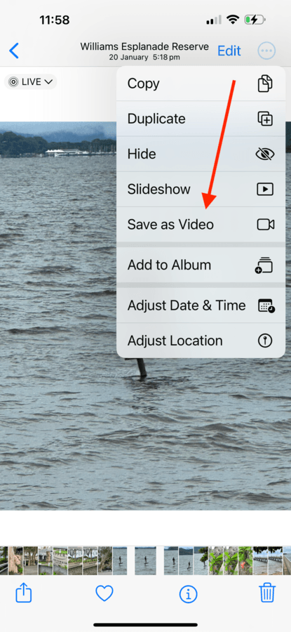 how to save Live Photo as video